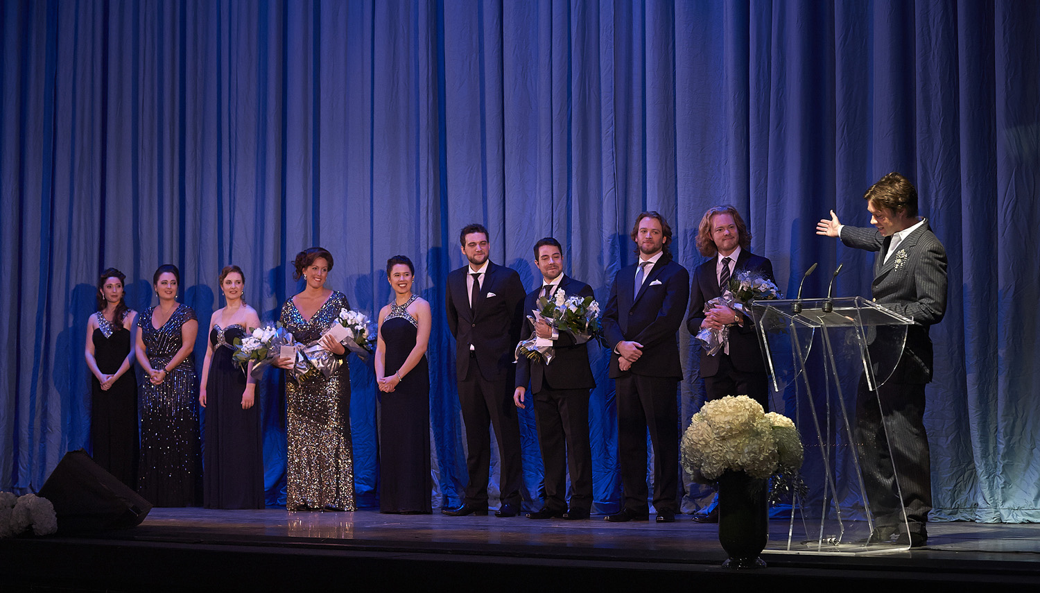 Ensemble Studio Competition finalists and winners with Centre Stage host Rufus Wainwright, 2013. Photo: Michael Cooper